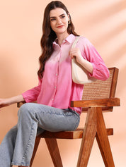 Pink Tie-Dye Crepe Loose Fit Shirt (W1569)