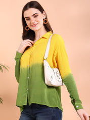 Yellow Tie-Dye Crepe Loose fit Shirt (W1558)