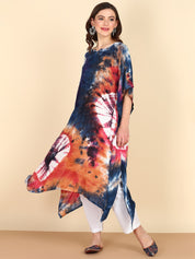 Rayon Crepe Tie Dye Multicolor Kaftan Kurta (W1124)