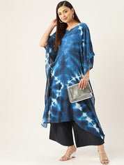 Blue Tie Dye Rayon Crepe Kaftan kurta (W1348)