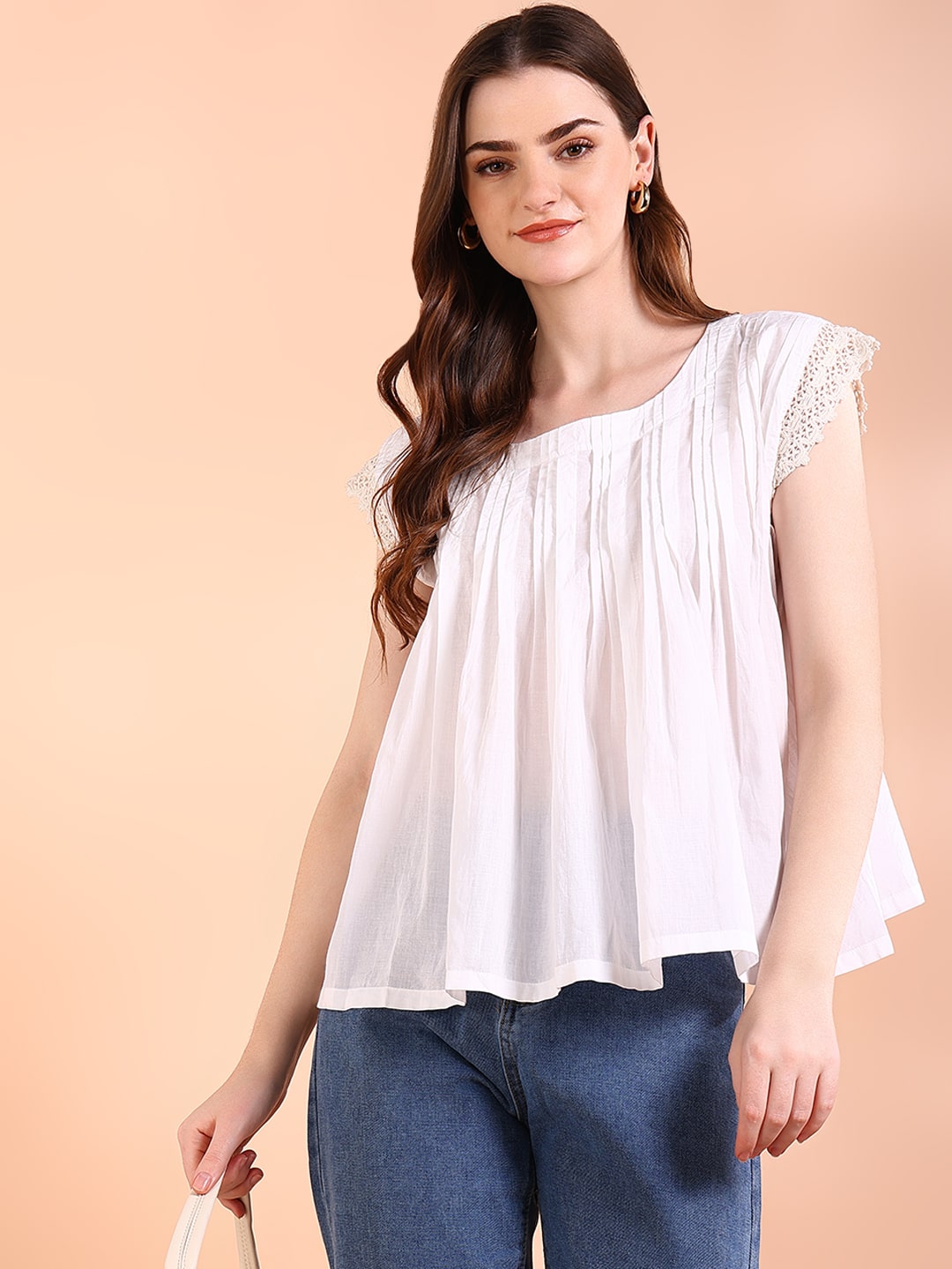 Vibrant White Tie-Dye Everywhere Top In Soft Rayon (W1553)