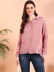 Mauve Tie-Dye Crepe Loose Fit Shirt (W1556)