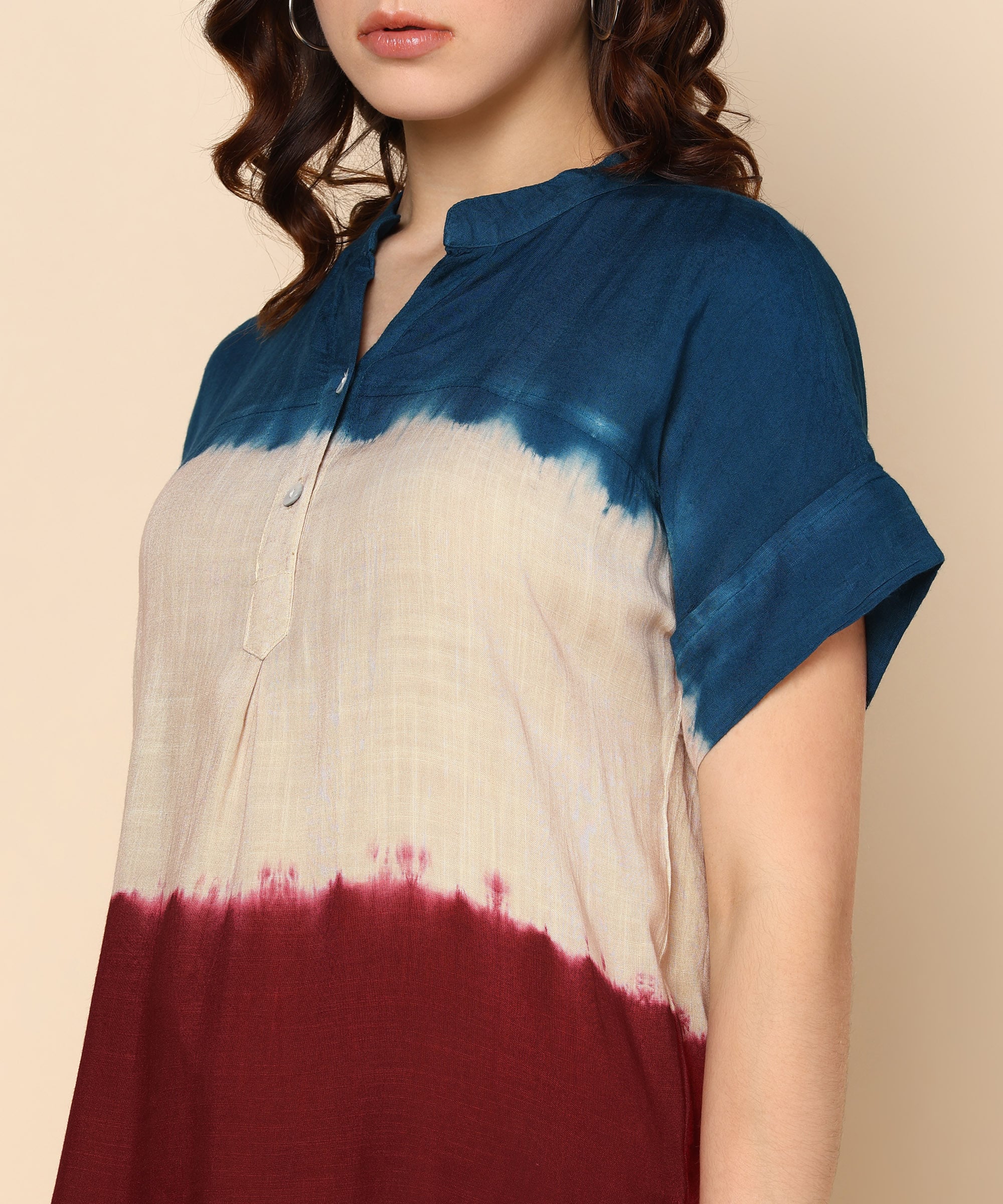 Multicolour Tie-Dye Rayon Staple Top (W1410)