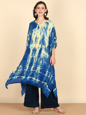 Rayon Tie Dye Blue And Light Green Kaftan kurta (W1351)