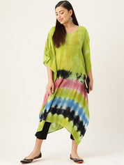 Rayon Tie Dye Green Kaftan Kurta (W1355)