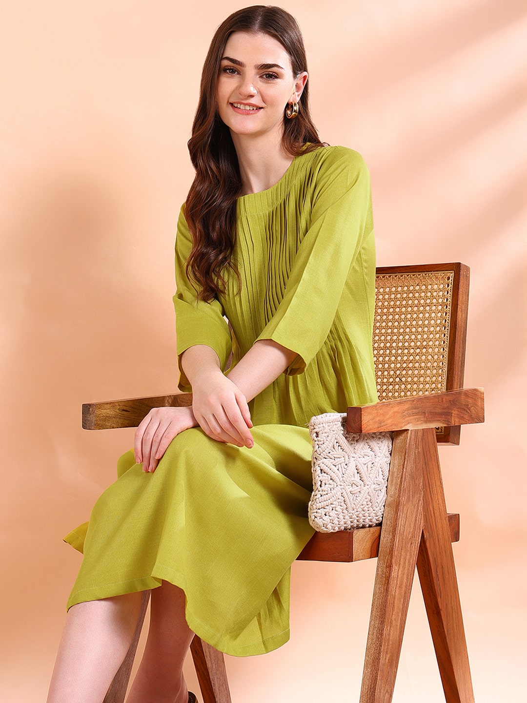 Lime Green Straight Kurta with Soft Rayon (W1570)