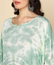 Rayon Tie Dye Pastel Green Kaftan kurta (W1349)