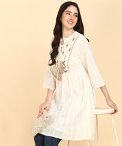 Off-white Cotton Lurex Embroidered Tunic (W1398)