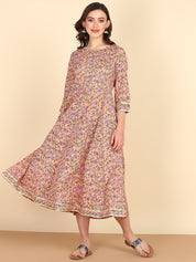 Pure Cotton Subtle Pink Iris Dress (W1069)