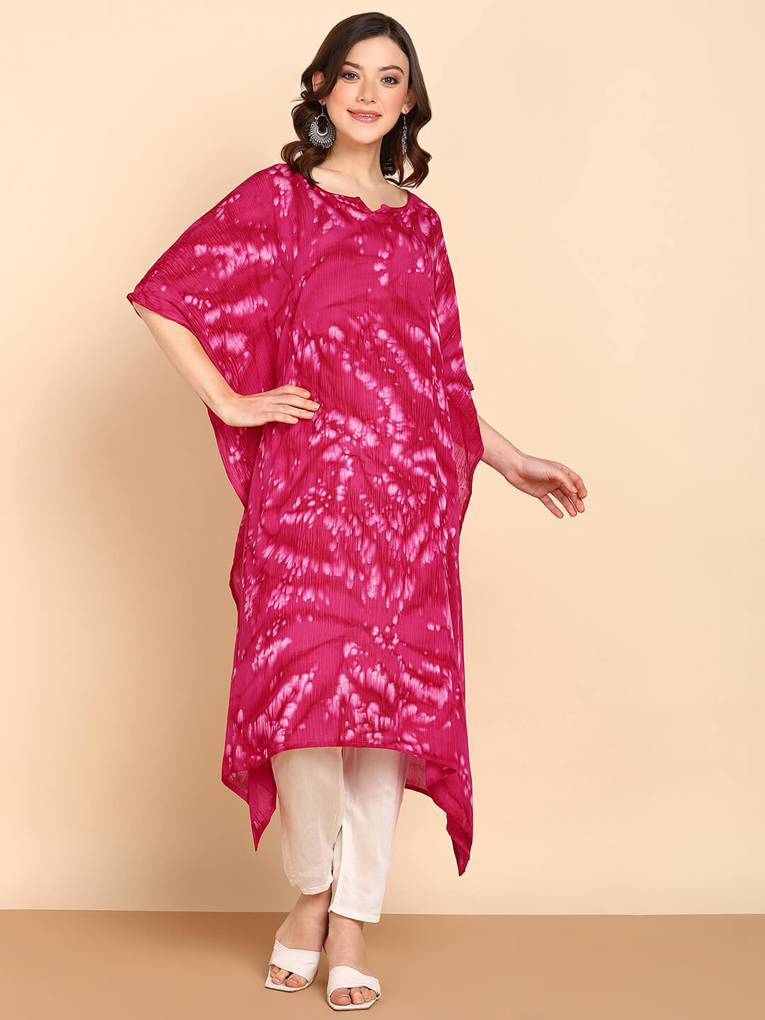 Hand Dyed Loose Fitted Crepe Kaftan Kurta (W1436)