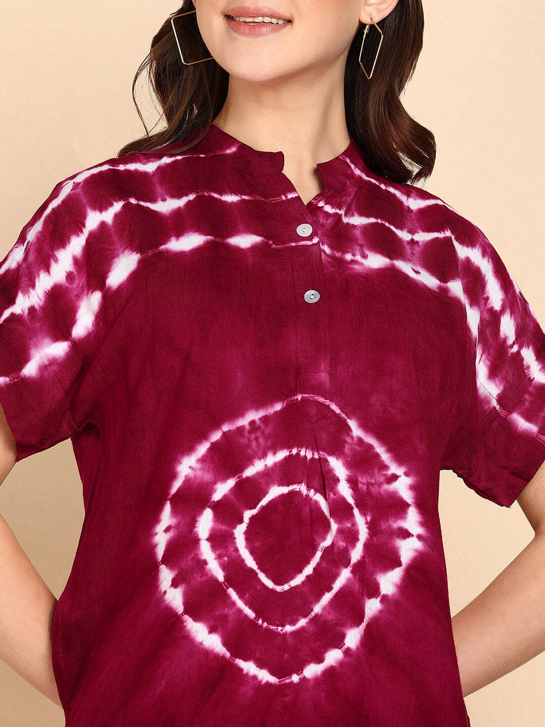 Tie Dyed Fitted Rayon Top for Women (W1463)