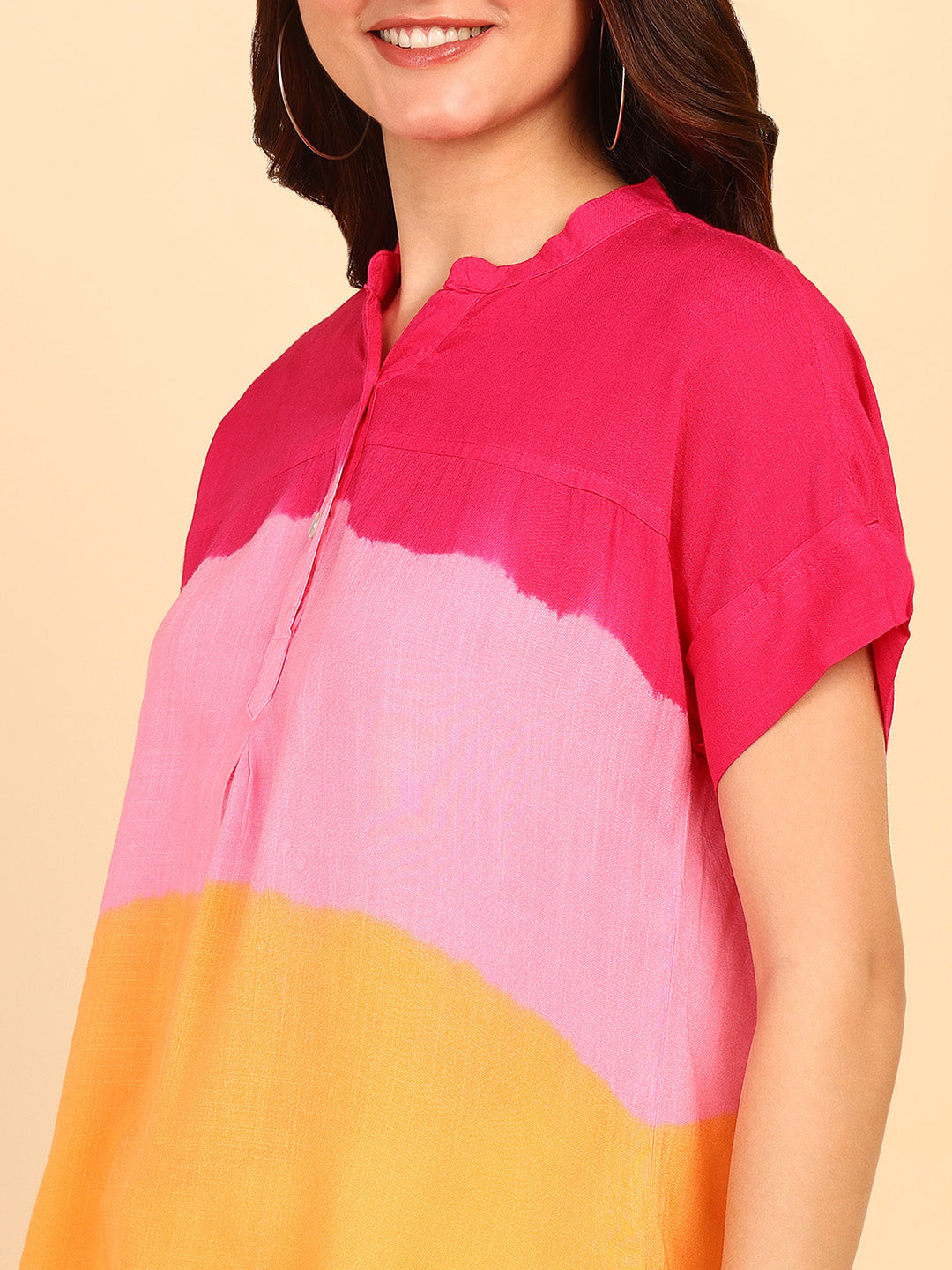 Hand Tie Dyed Multicolor Top for Women (W1525)