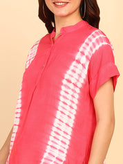 Hand Tie Dyed Fuchsia Top for Women (W1527)