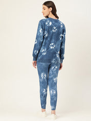 Pure Cotton Tie Dye Blue Sweatshirt With Joggers (W1325)