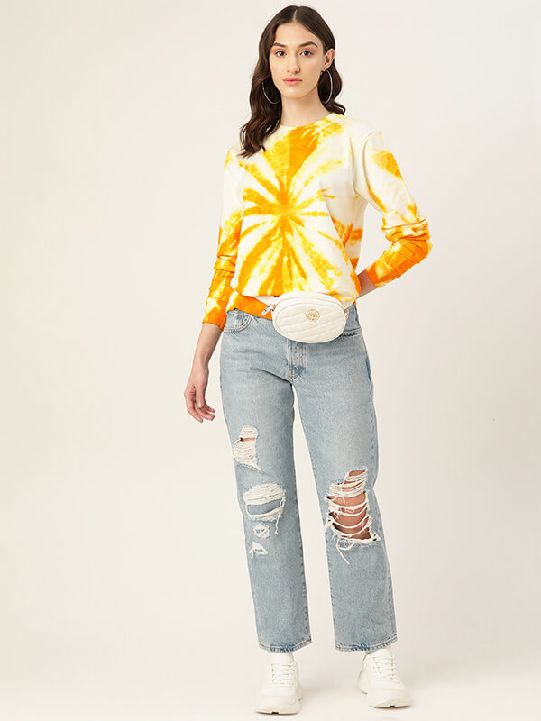 Pure Cotton Tie and Dye Yellow Cracker Sweatshirt (W1319)