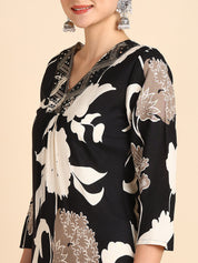 Women Embroidered Printed Rayon Straight Kurta (W1514)