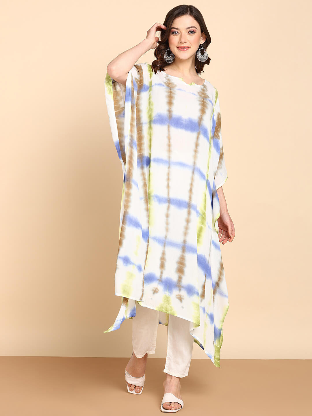 Hand Dyed Loose Fitted Crepe Kaftan Kurta (W1435)