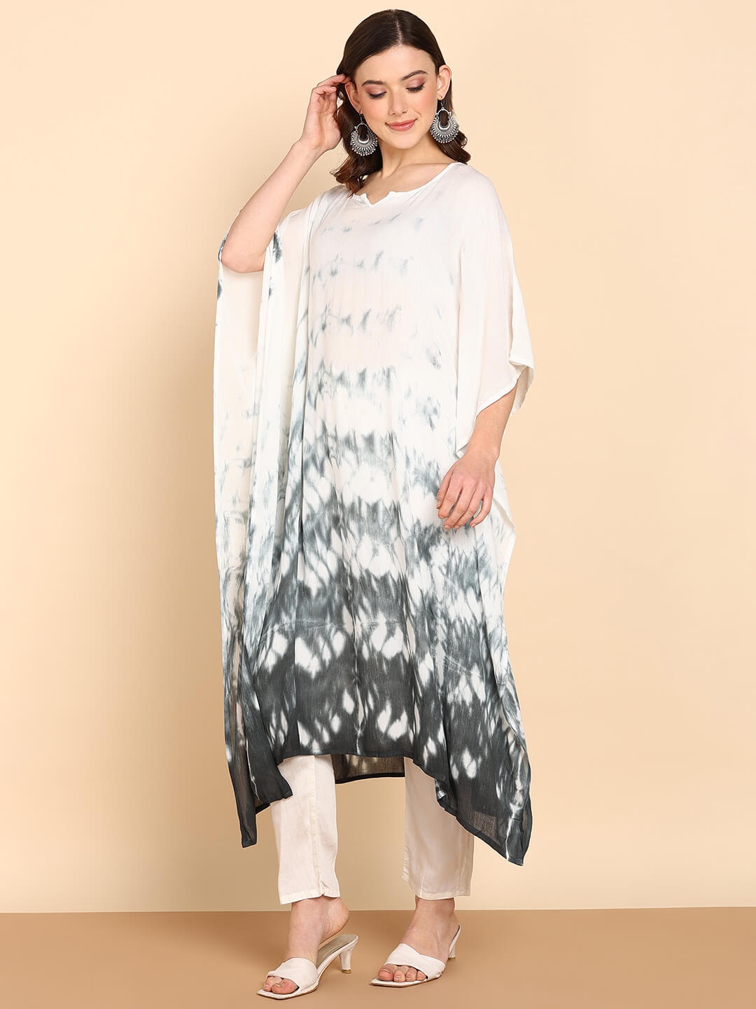 Hand Dyed Loose Fitted Crepe Kaftan Kurta (W1438)