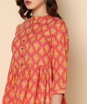 Printed Cotton Orange Top (W1344)