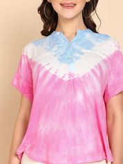 Tie Dyed Fitted Rayon Top for Women (W1460)