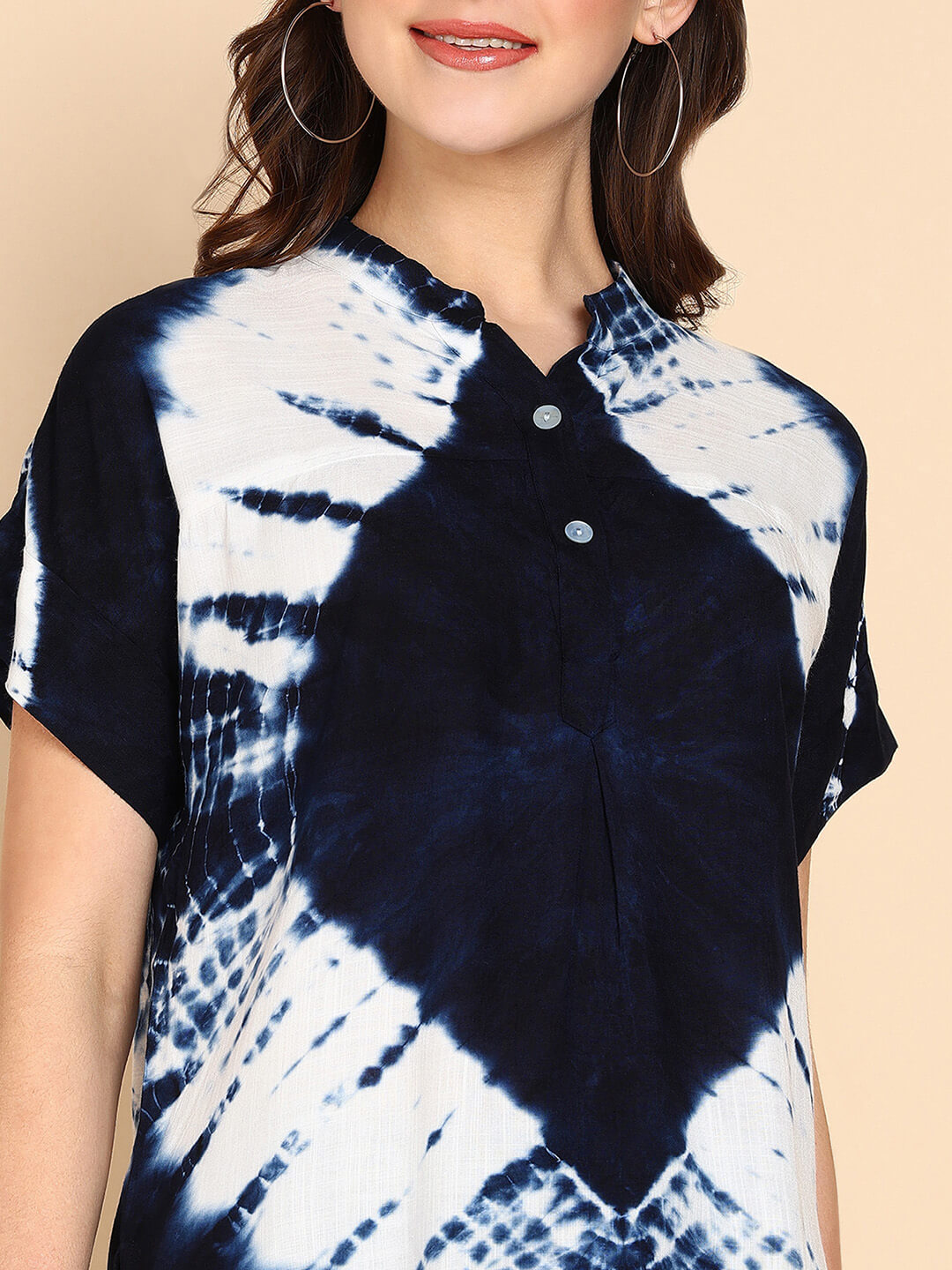 Tie Dyed Fitted Rayon Top for Women (W1461)