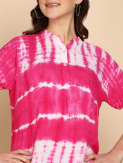 Tie Dyed Fitted Rayon Top for Women (W1464)