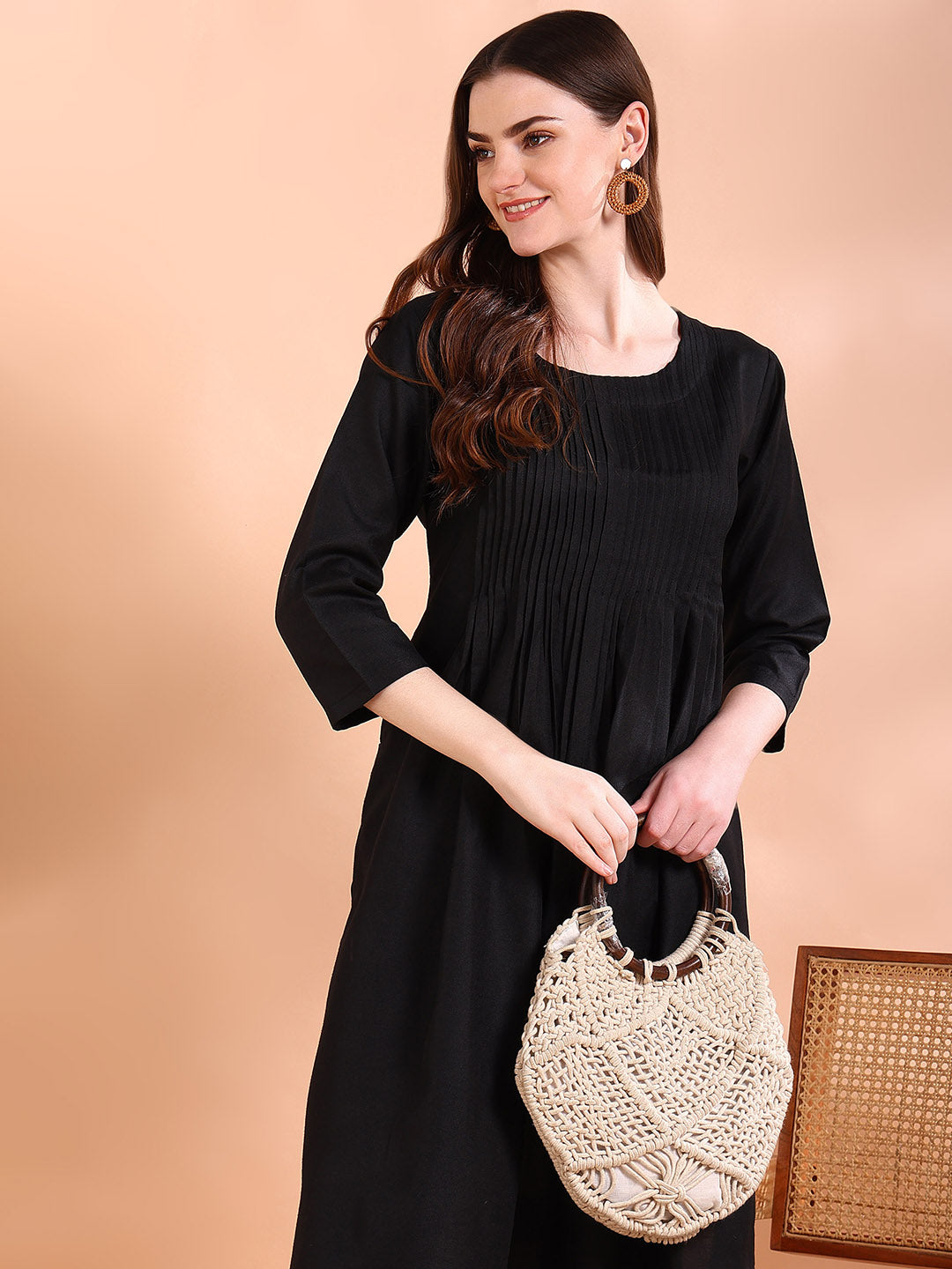 Black Straight Kurta with Soft Rayon (W1571)