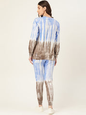 Pure Cotton Tie Dye Blue Sweatshirt With joggers (W1326)