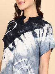 Tie Dyed Fitted Rayon Top for Women (W1457)