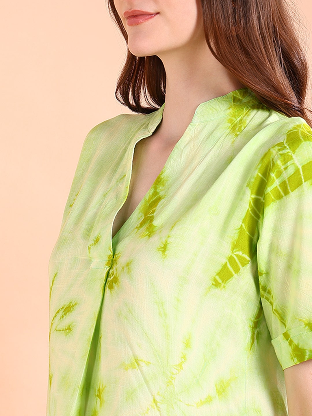 Vibrant Green Tie-Dye Everywhere Top In Soft Rayon (W1564)