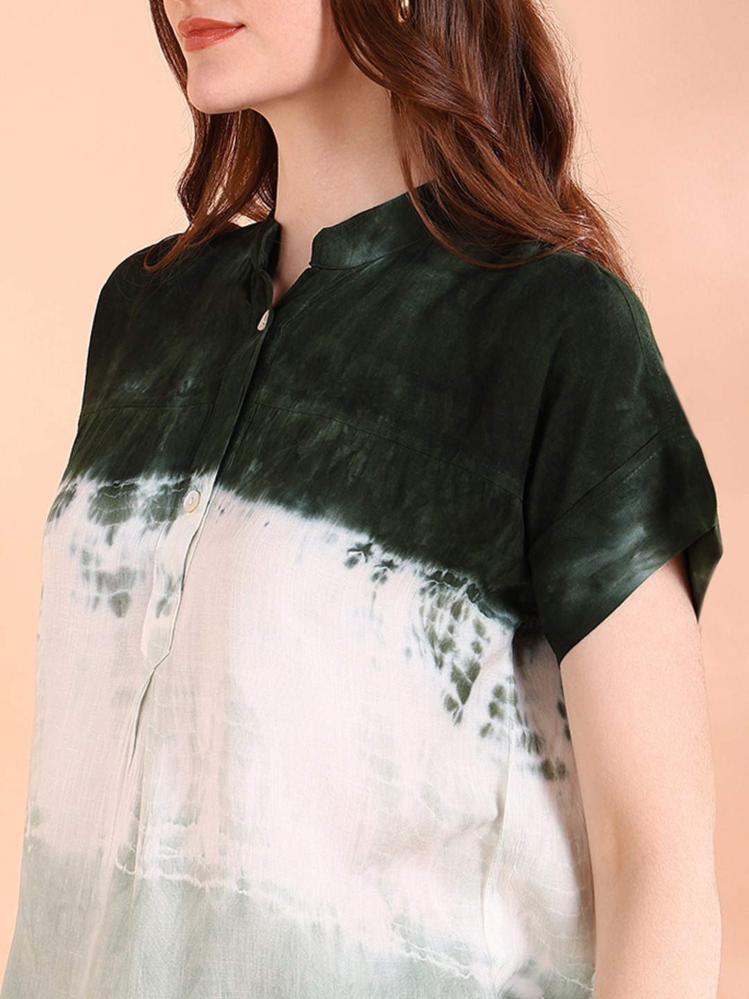 Vibrant Green Tie-Dye Everywhere Top In Soft Rayon (W1549)