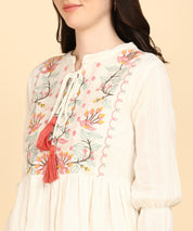 Pink Cotton Lurex Embroidered Tunic (W1399)