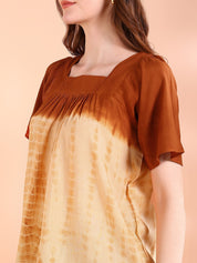 Vibrant Orange Tie-Dye Everywhere Top In Soft Rayon (W1563)