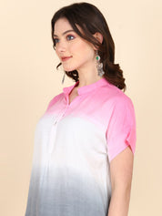 Half Sleeves Tie Dyed Fitted Rayon Top (W1489)