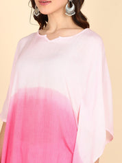 Rayon Hand Dyed Tie Dye Ombre Pink Kaftan (W1158)