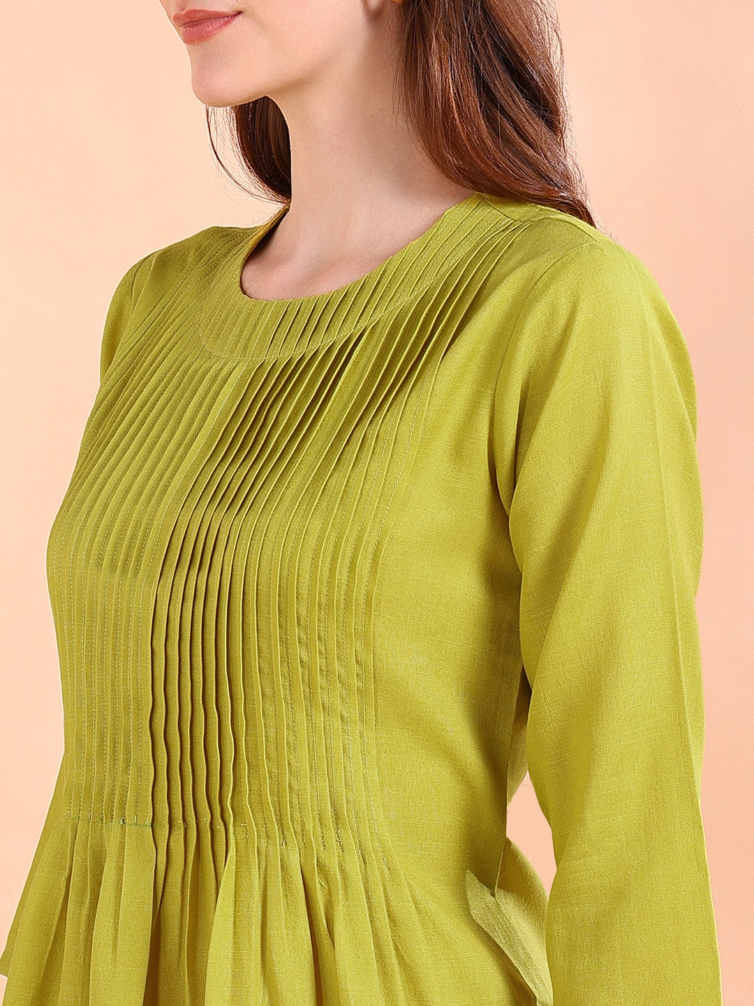 Lime Green Straight Kurta with Soft Rayon (W1570)