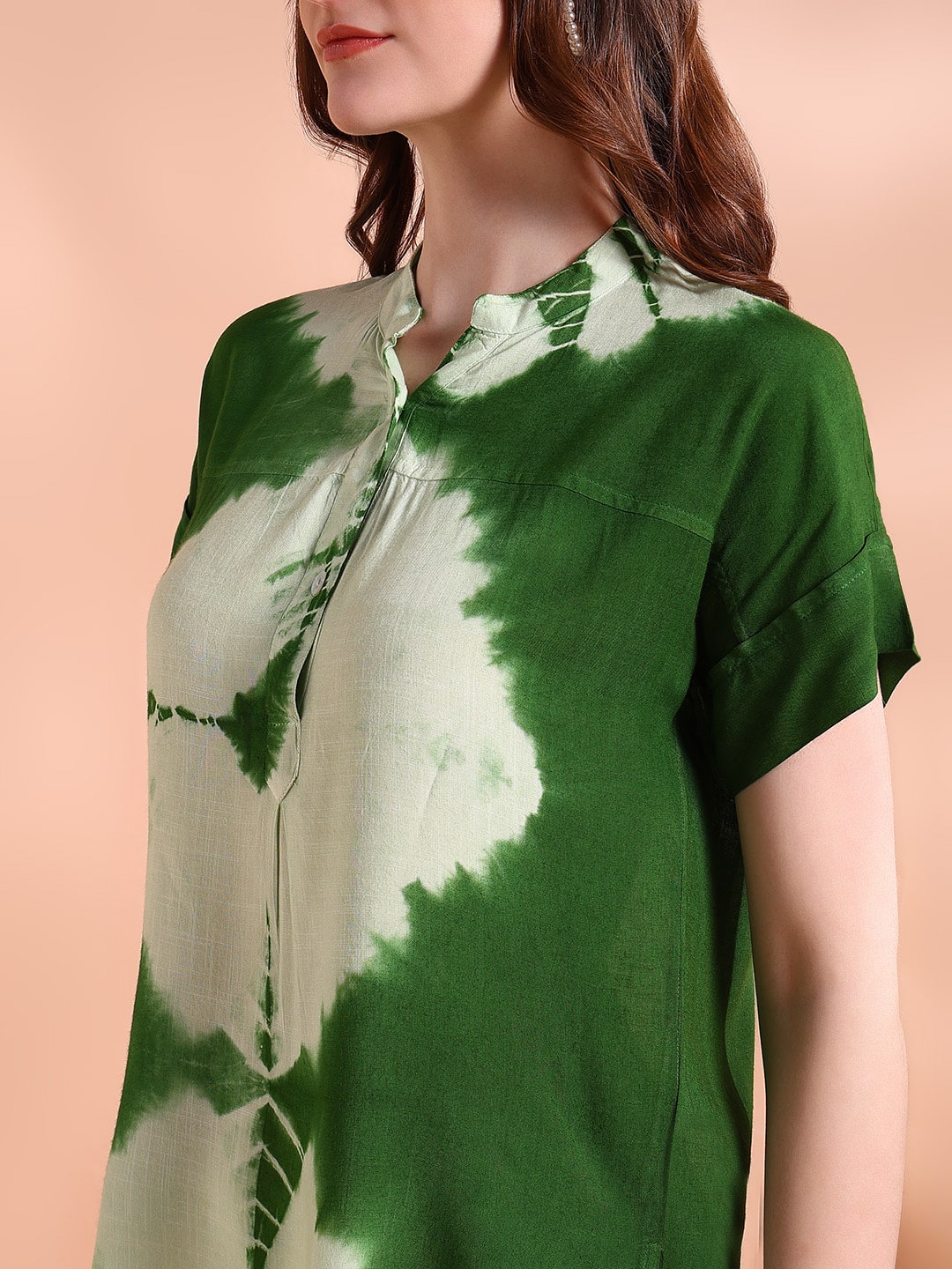 Vibrant Green Tie-Dye Everywhere Top In Soft Rayon (W1548)