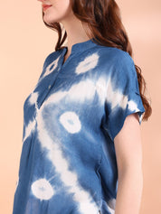 Vibrant Blue Tie-Dye Everywhere Top In Soft Rayon (W1544)