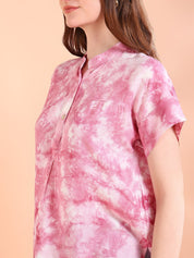 Vibrant Peach Tie-Dye Everywhere Top In Soft Rayon (W1541)