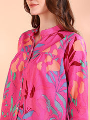 Pink Tie-Dye Crepe Loose Fit Shirt (W1566)