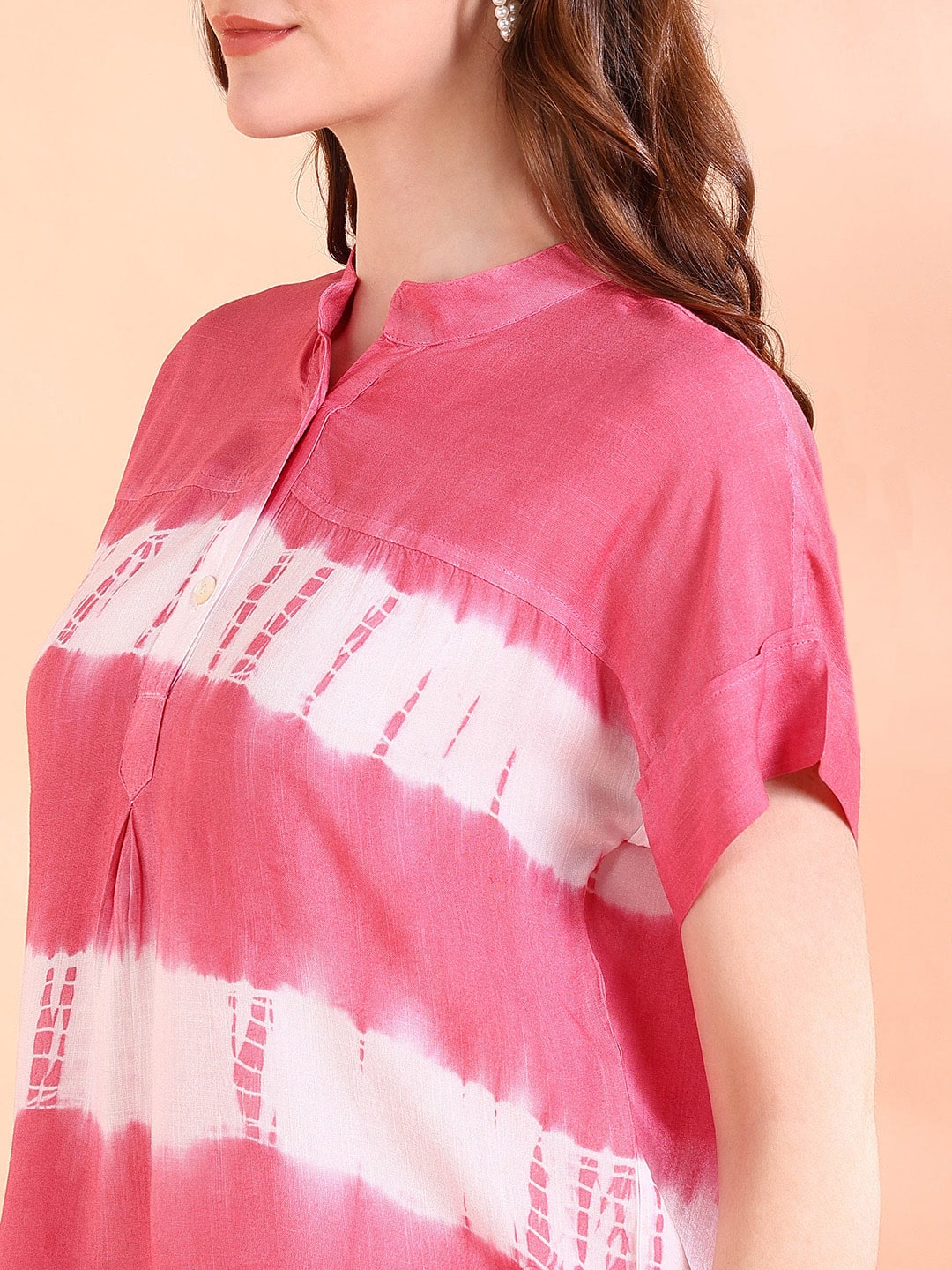 Vibrant Pink Tie-Dye Everywhere Top In Soft Rayon (W1547)