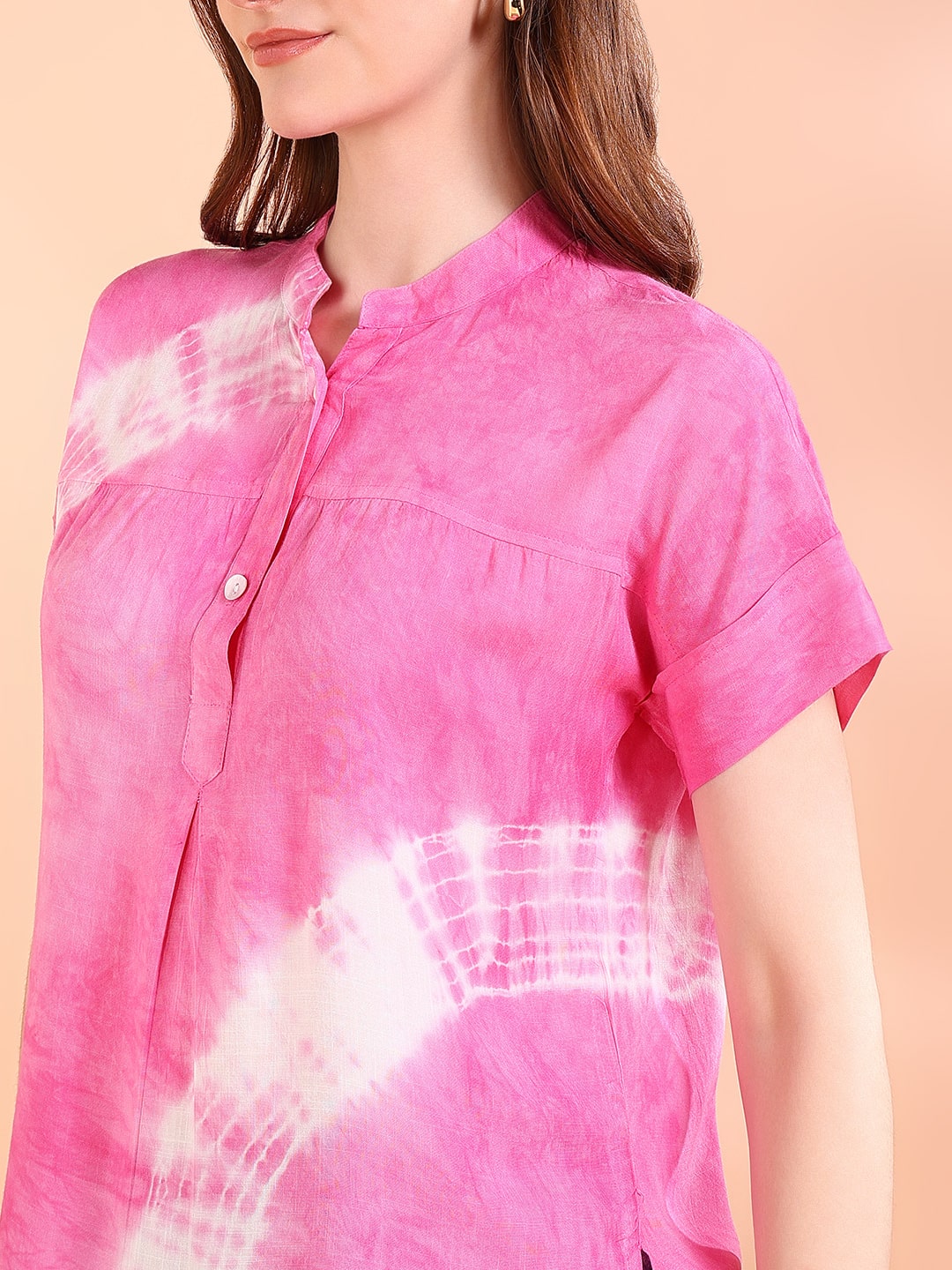 Vibrant Pink Tie-Dye Everywhere Top In Soft Rayon (W1540)