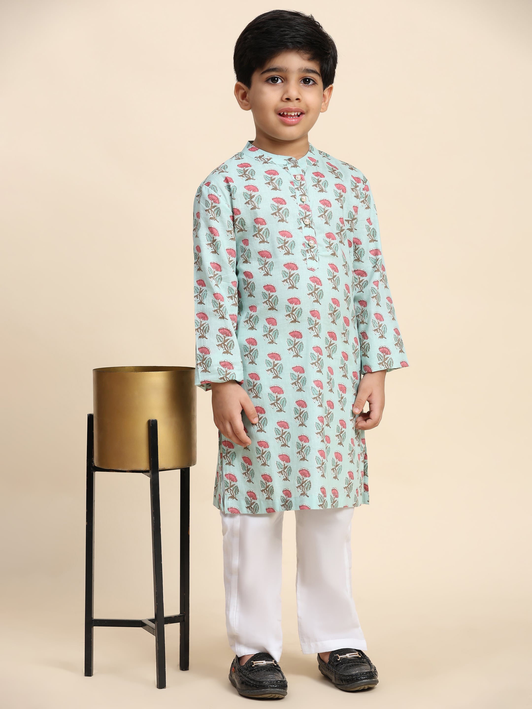 Baby Boy Ethnic Wear Cotton Kurta Payjama Suit (K1055)