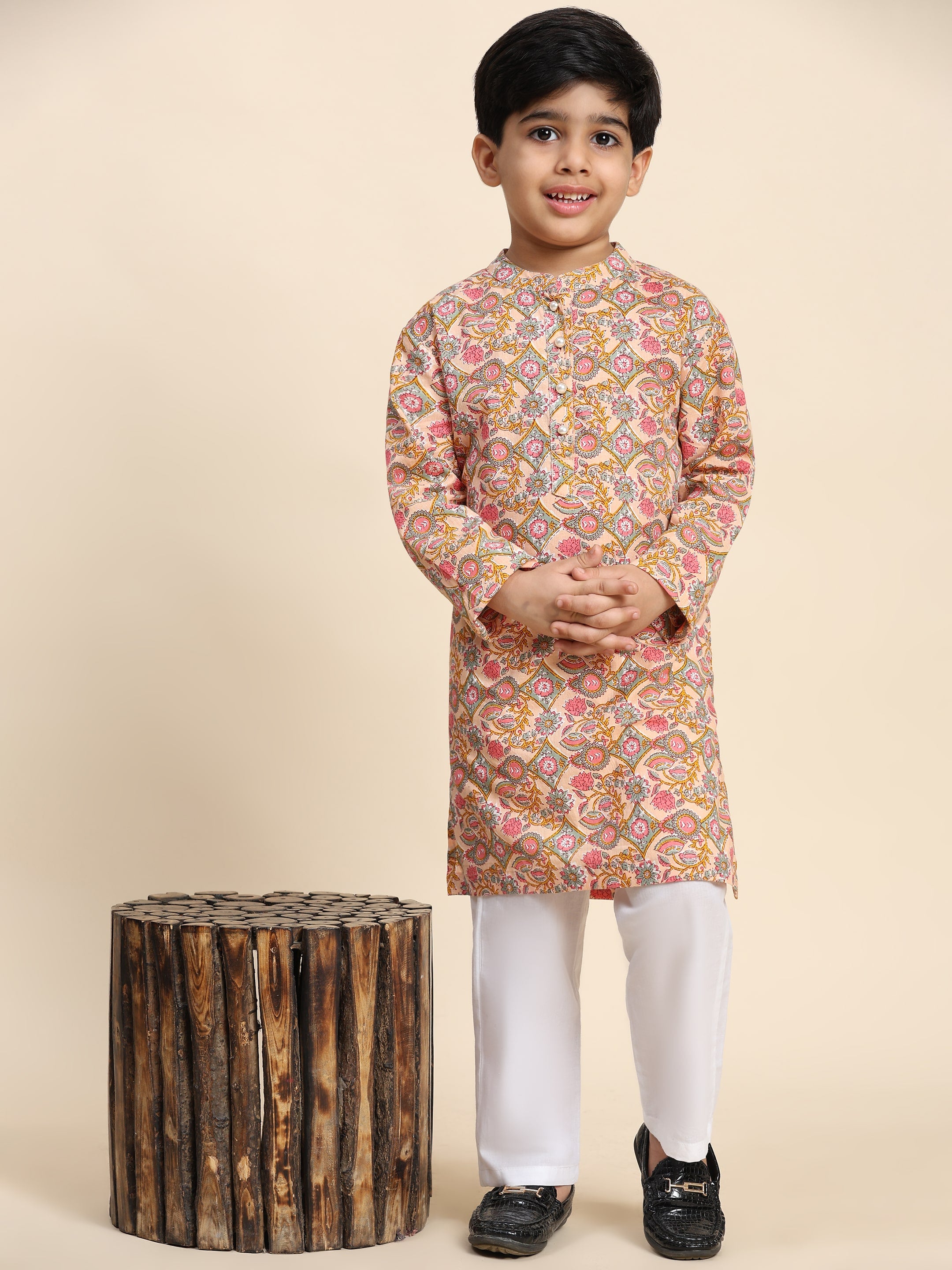 Baby Boy Ethnic Wear Cotton Kurta Payjama Suit (K1054)