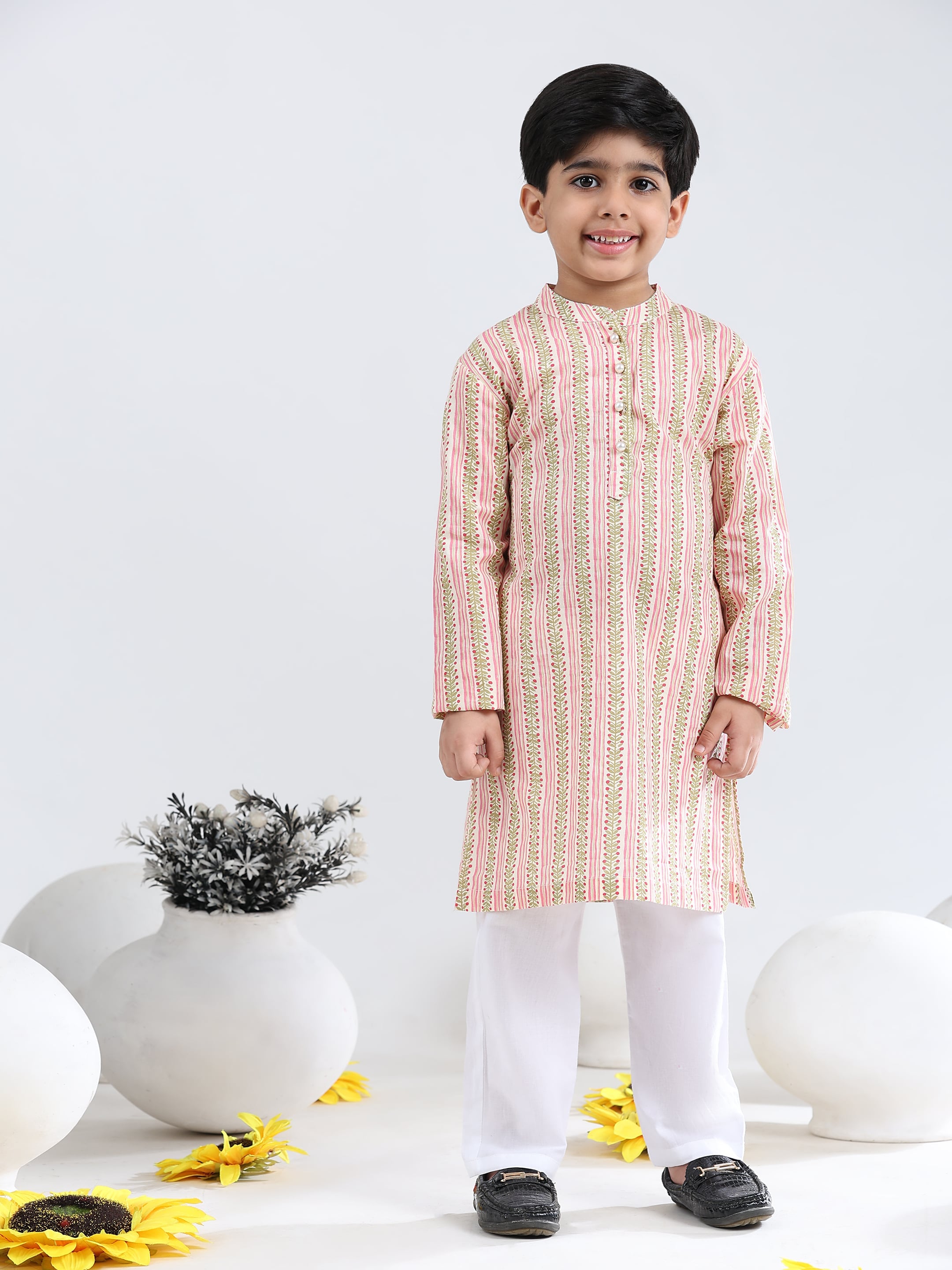 Baby Boy Ethnic Wear Cotton Kurta Payjama Suit (K1052)