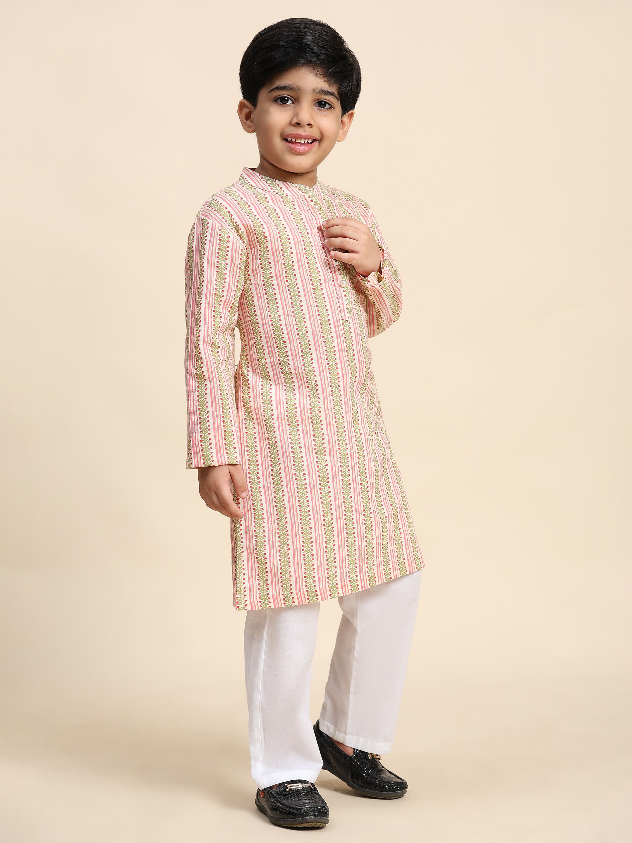 Baby Boy Ethnic Wear Cotton Kurta Payjama Suit (K1052)