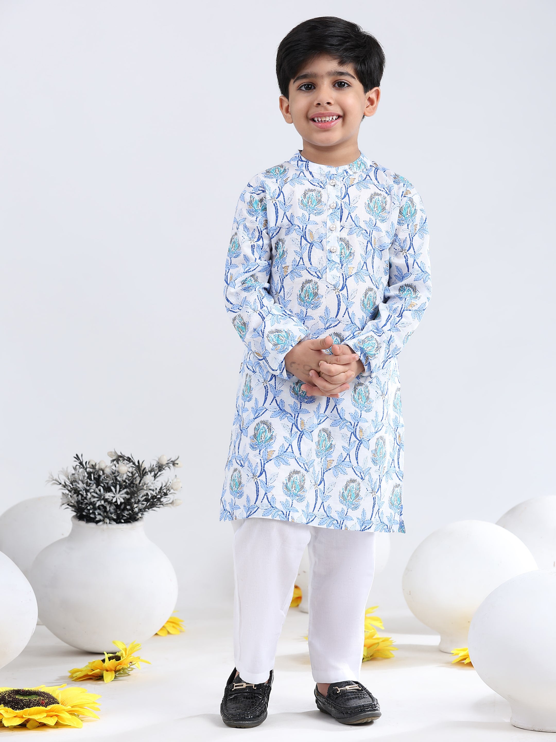 Baby Boy Ethnic Wear Cotton Kurta Payjama Suit (K1053)