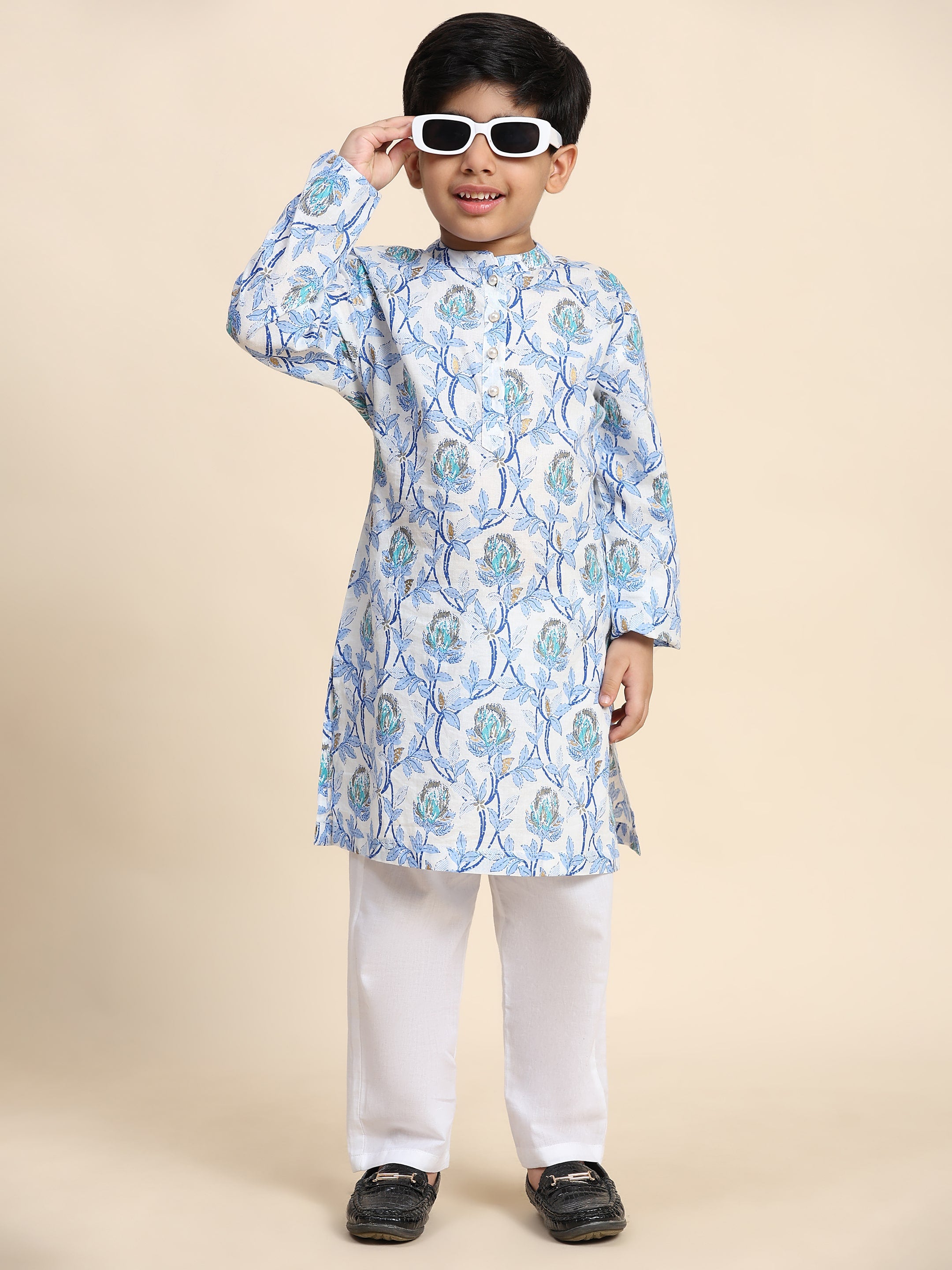 Baby Boy Ethnic Wear Cotton Kurta Payjama Suit (K1053)