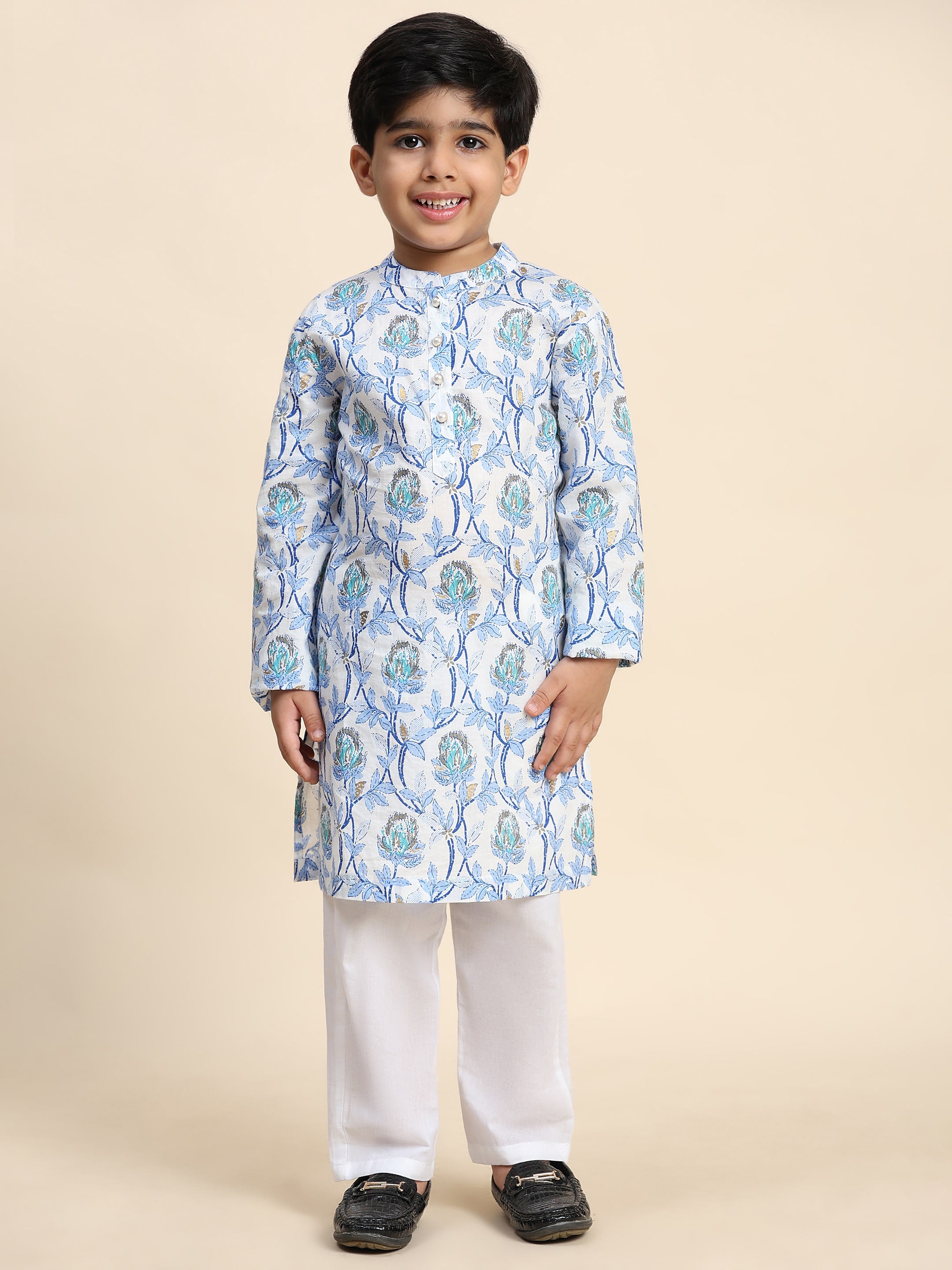 Baby Boy Ethnic Wear Cotton Kurta Payjama Suit (K1053)