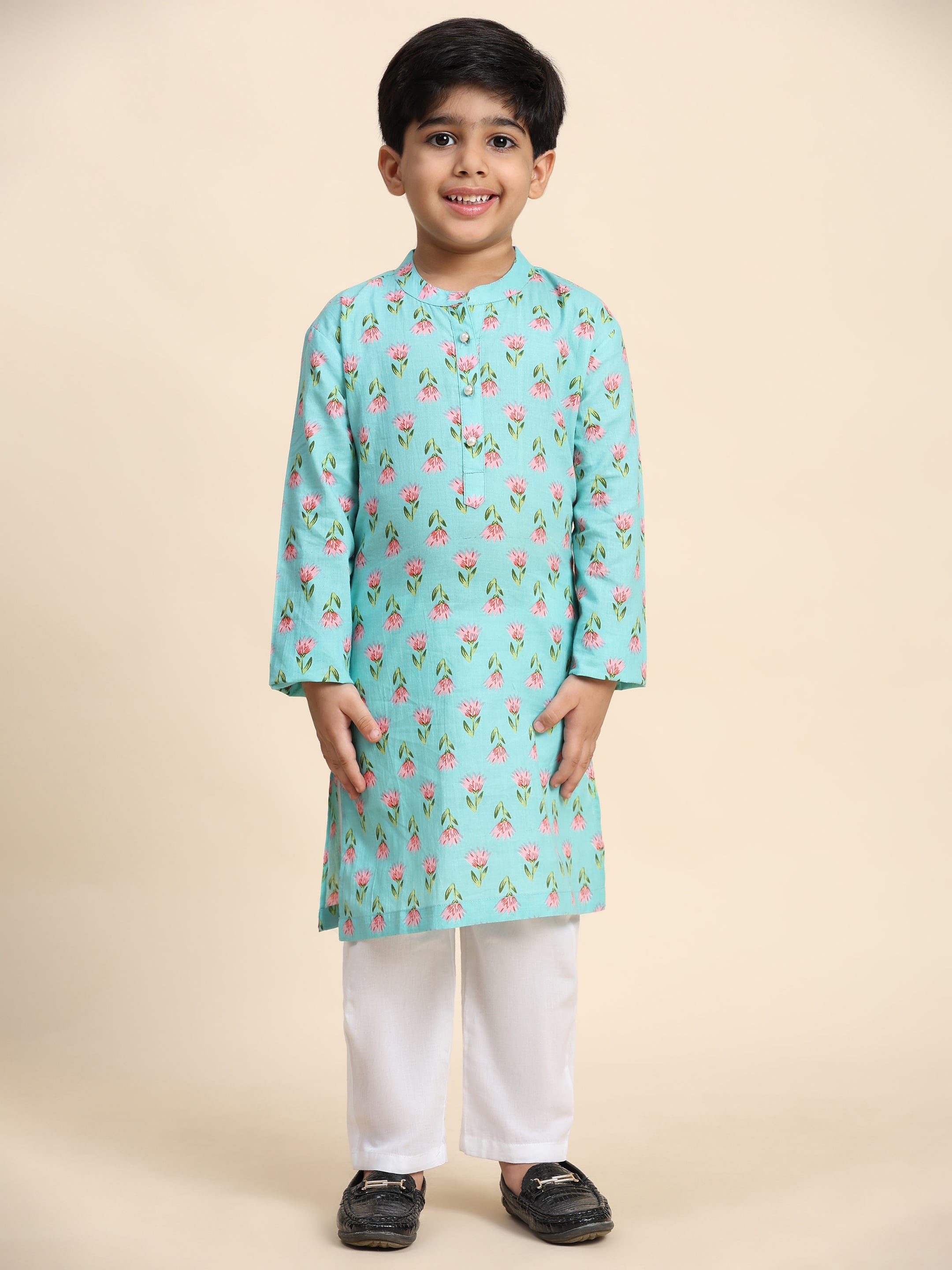 Baby Boy Ethnic Wear Cotton Kurta Payjama Suit (K1049)